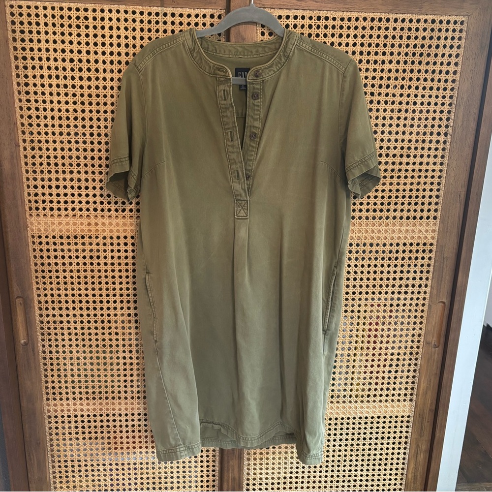 Olive Green Fatigue Shirt Dress